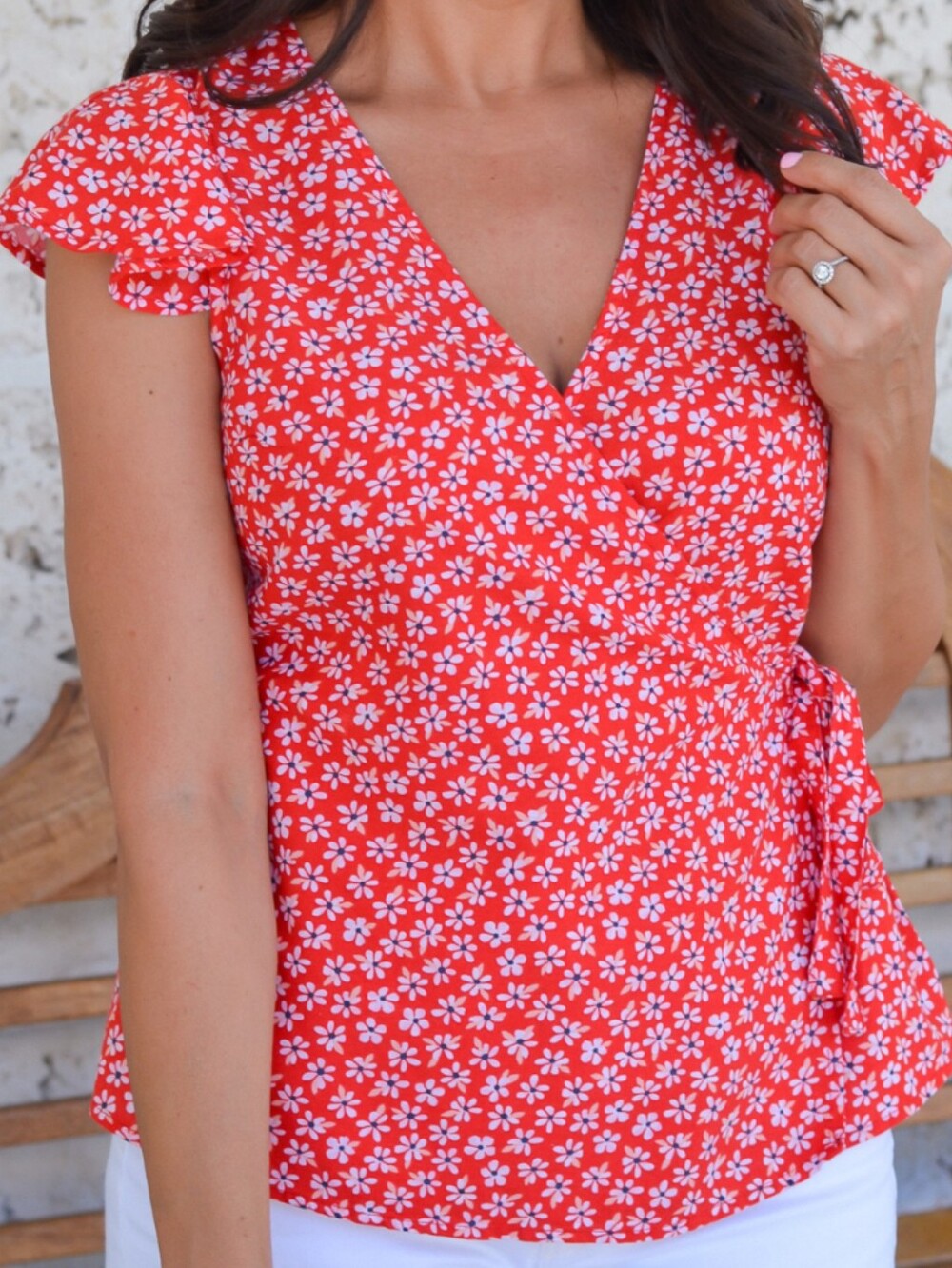 Flutter Sleeve Wrap Floral Old Navy Top